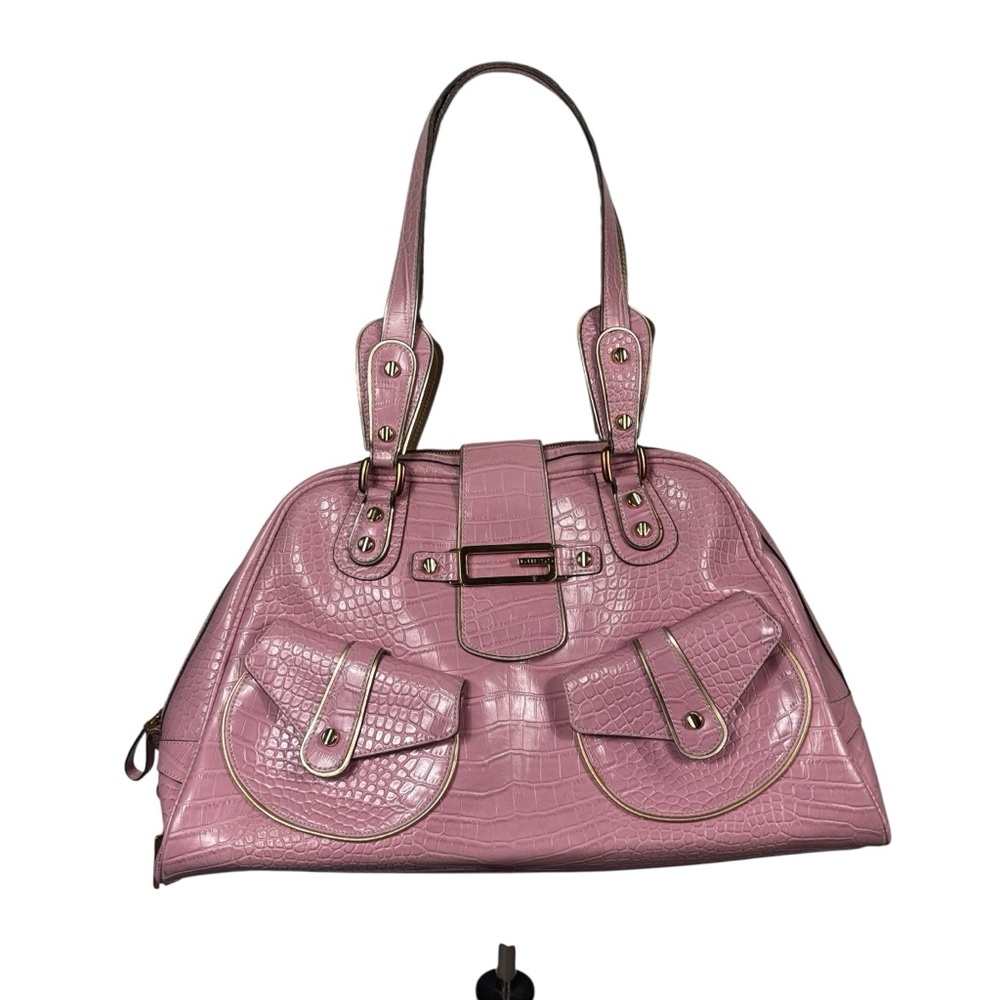 GUESS Y2K Pink Faux Crocodile Leather Purse Shoulder Handbag Large